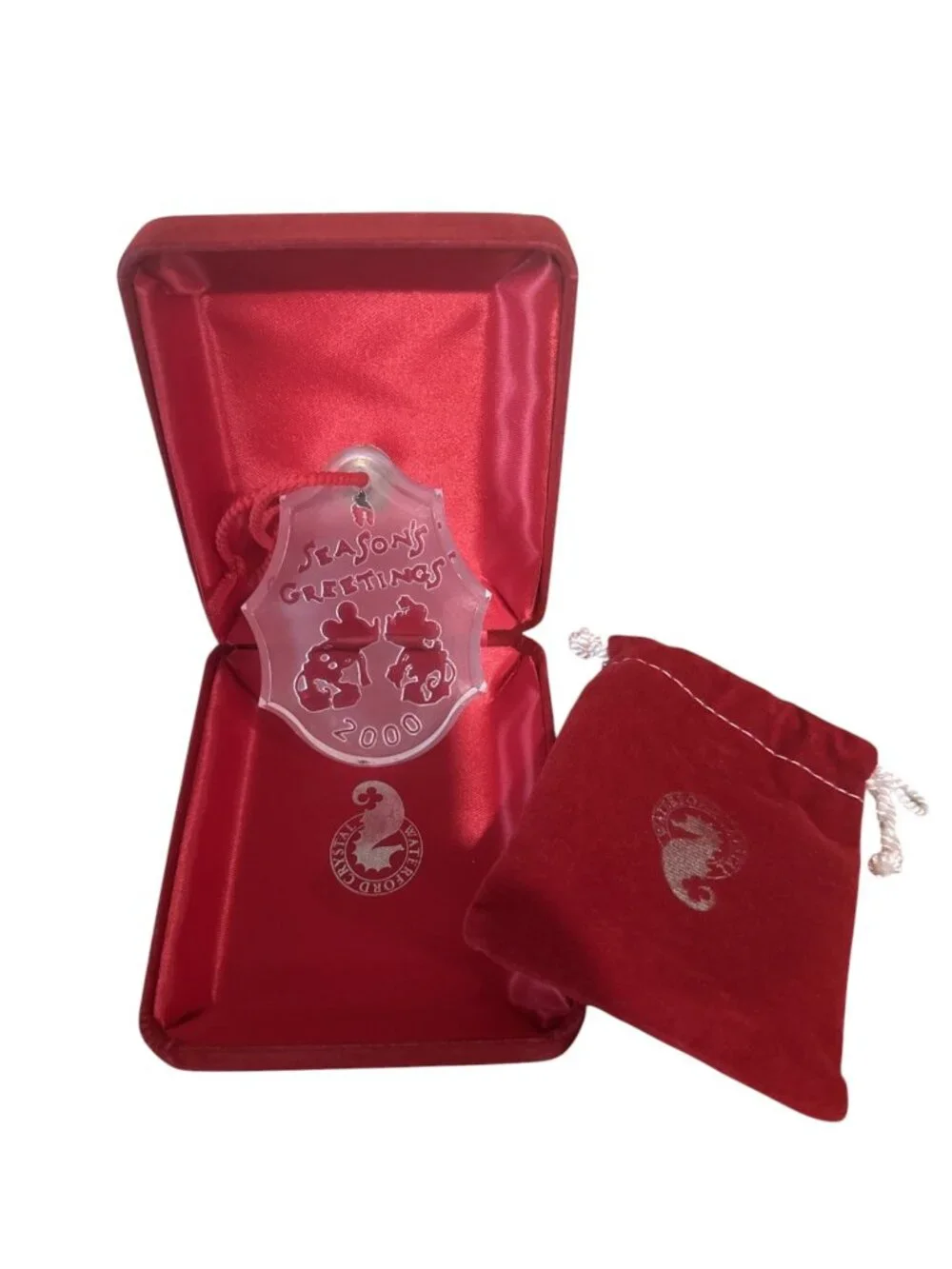 2000 Waterford Disney Mickey Mouse Minnie Mouse Crystal Ornament